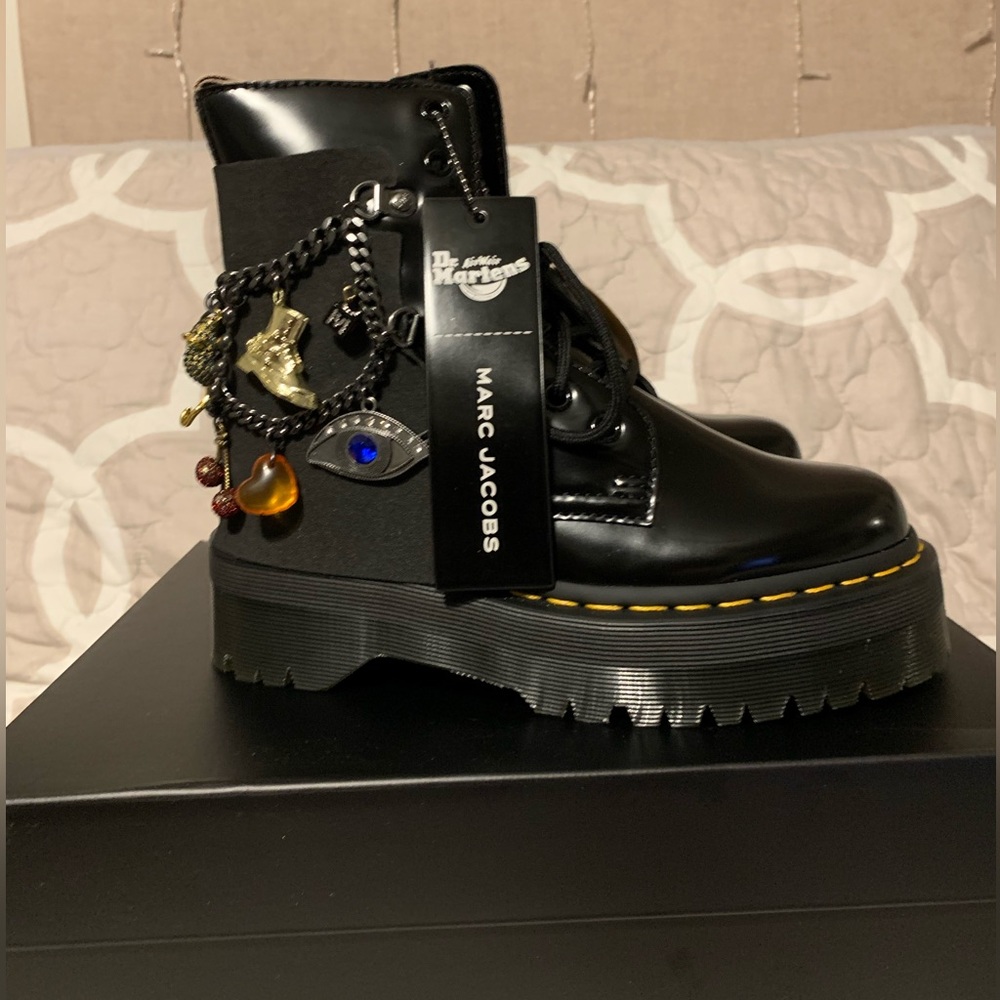 LAST ONE! Dr. Martens x Marc Jacobs Vegan Black Platform Jadon Boots wit…